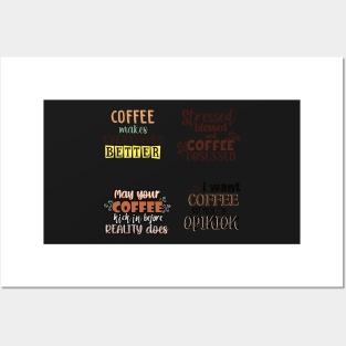 Coffee quotes sticker pack Posters and Art